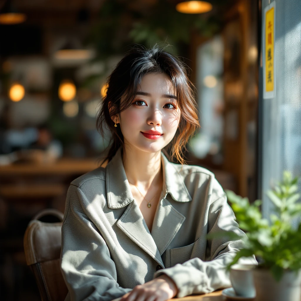 FLUXで生成：30代日本人女性 カフェ