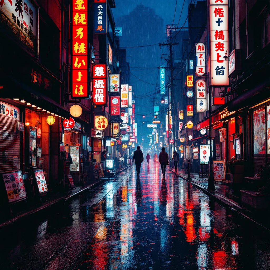 FLUXで生成：東京の夜 雨上がり