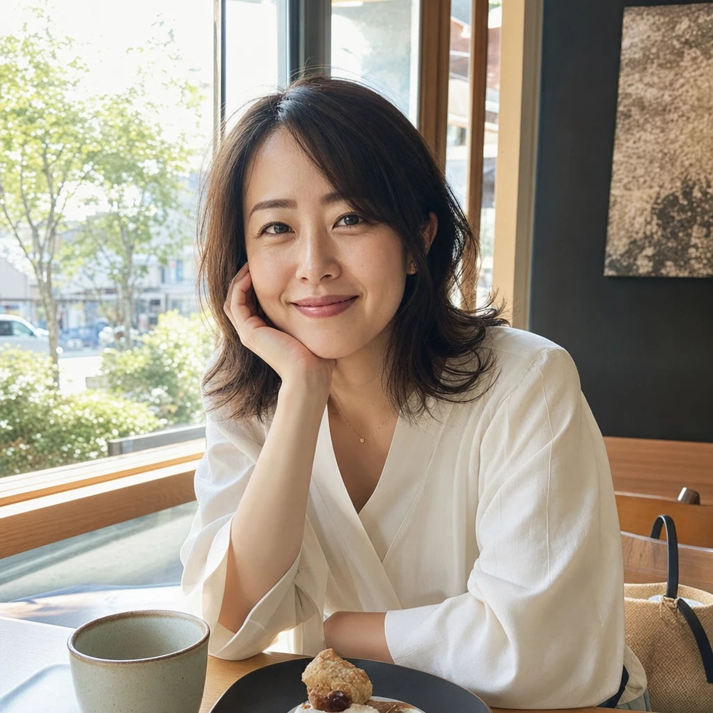 GPT Image 2で生成：30代日本人女性 カフェ