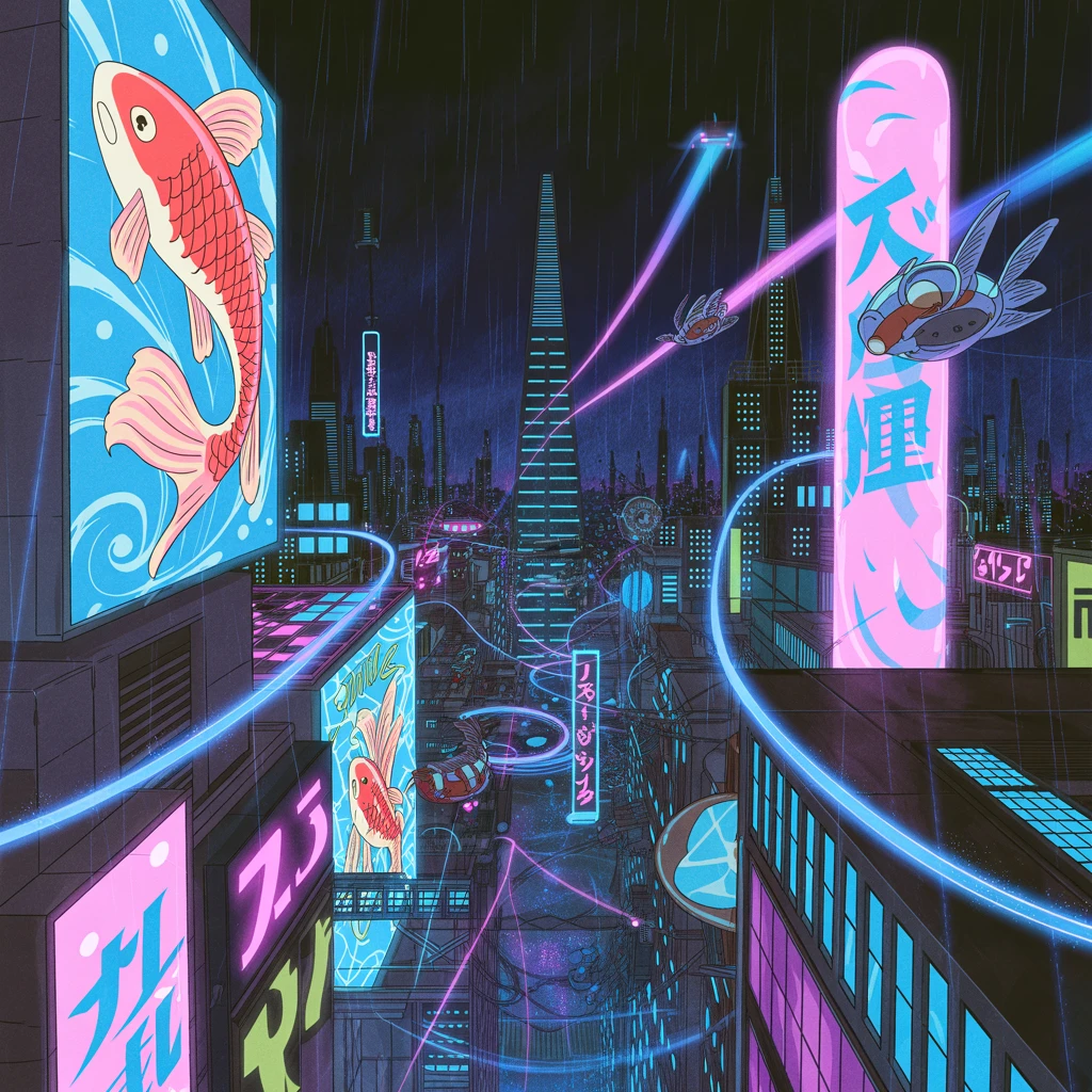 Ideogramで生成：サイバーパンク都市 アニメ