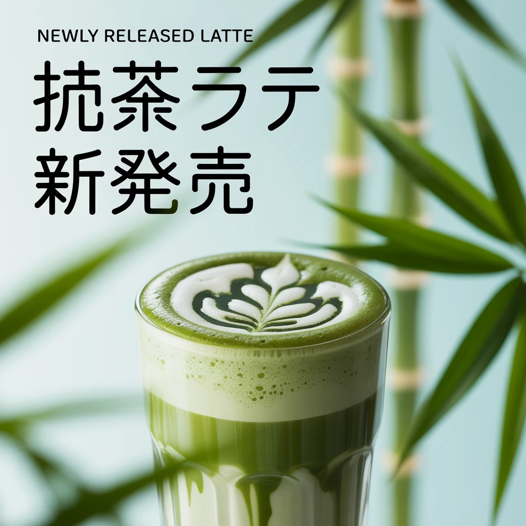 Ideogramで生成：抹茶ラテ 新発売ポスター
