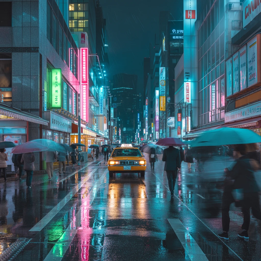 Ideogramで生成：東京の夜 雨上がり