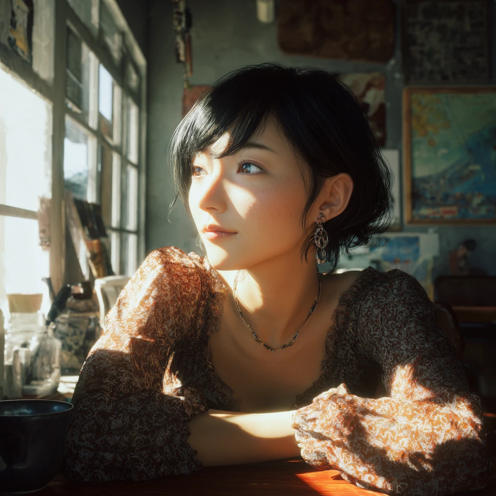 Midjourneyで生成：30代日本人女性 カフェ