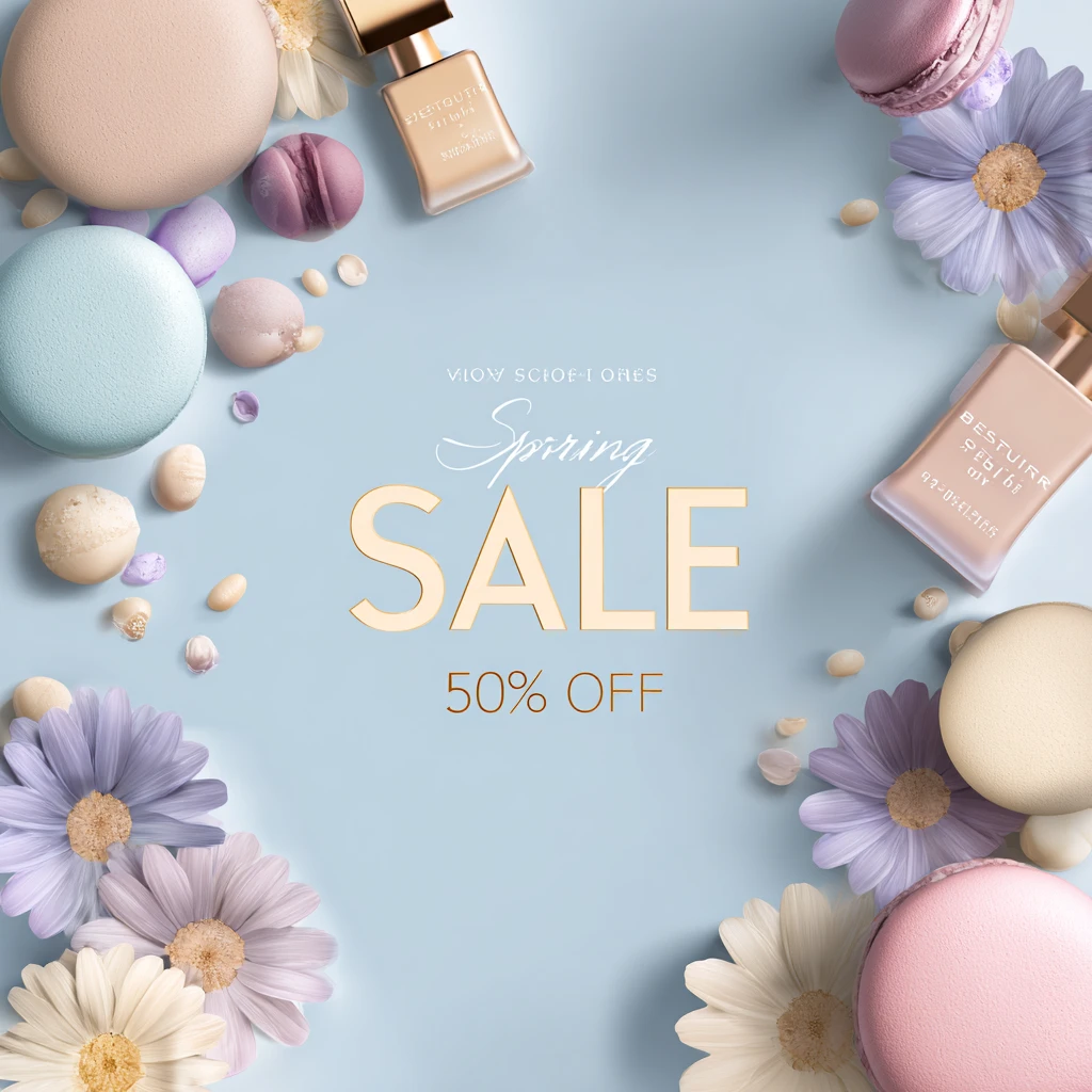 Midjourneyで生成：Spring Sale 50% OFFバナー