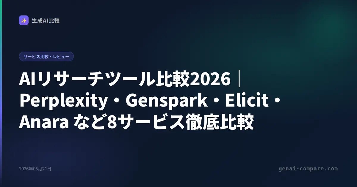 AIリサーチツール比較2026｜Perplexity・Genspark・Elicit・Anara など8サービス徹底比較