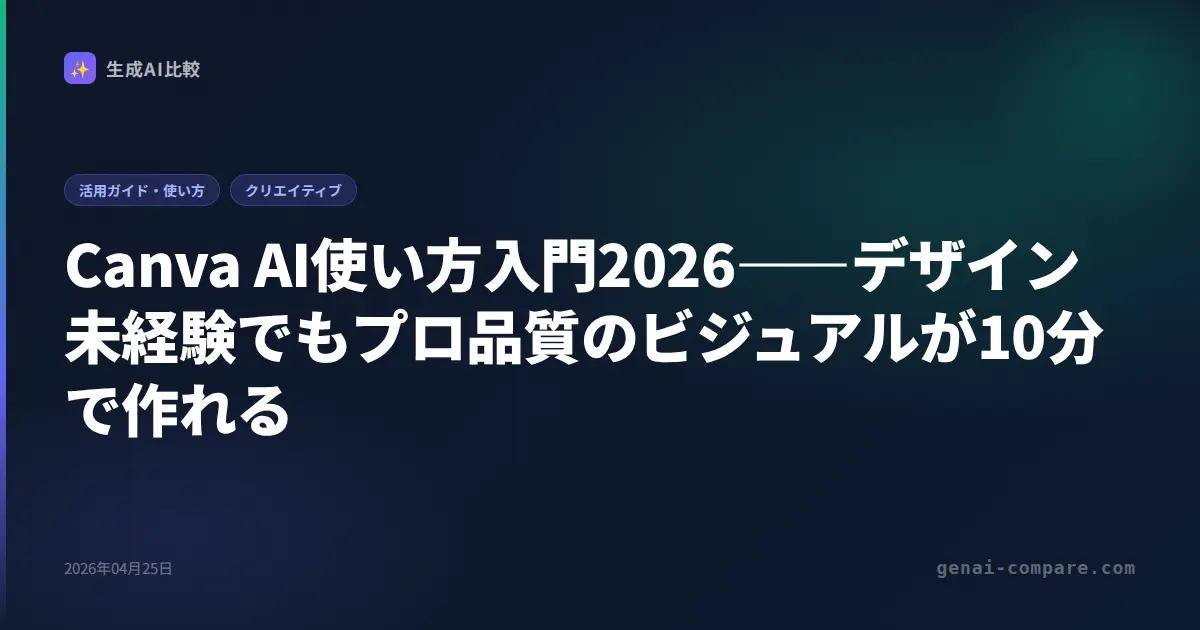 Canva AI使い方入門2026――デザイン未経験でもプロ品質のビジュアルが10分で作れる