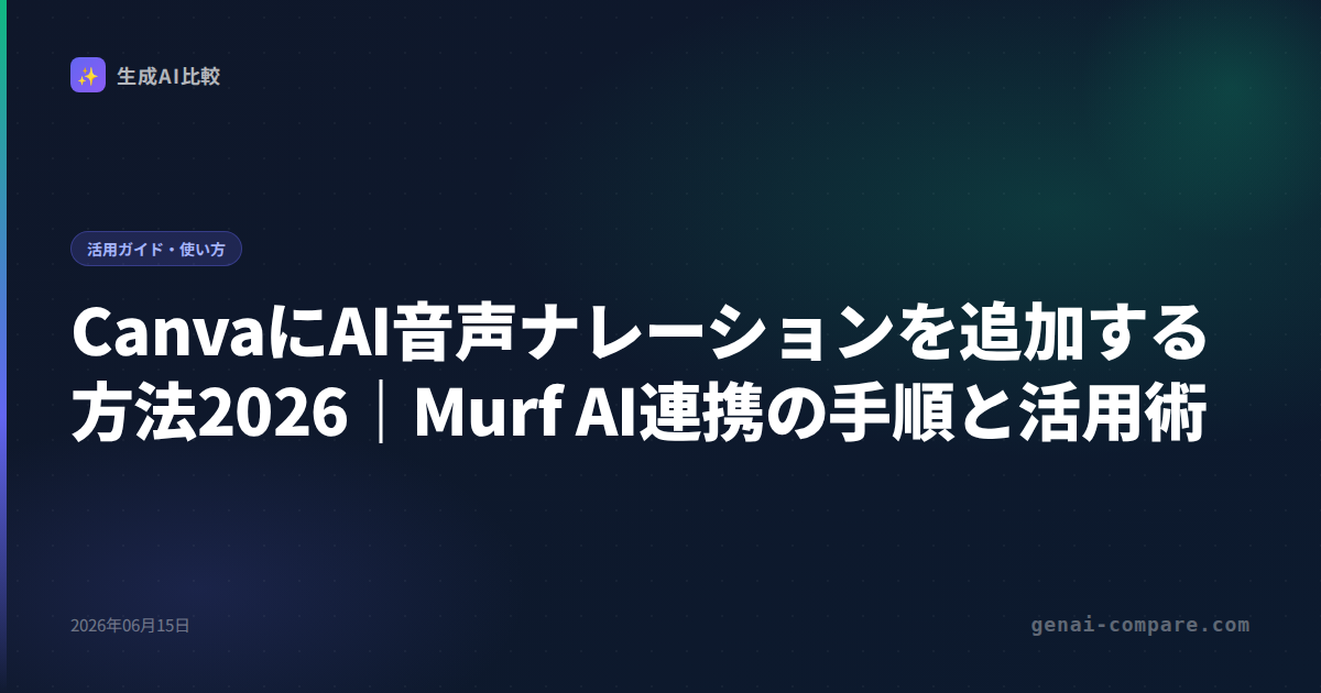 CanvaにAI音声ナレーションを追加する方法2026｜Murf AI連携の手順と活用術
