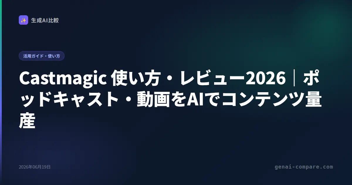 Castmagic 使い方・レビュー2026｜ポッドキャスト・動画をAIでコンテンツ量産