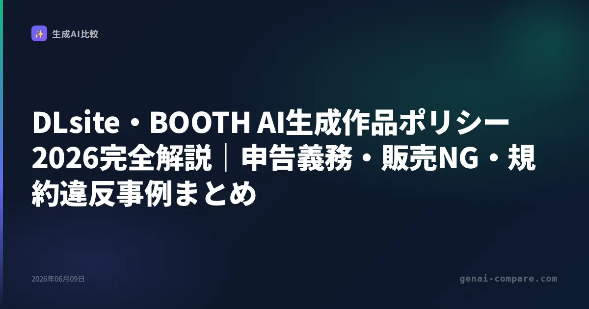 DLsite・BOOTH AI生成作品ポリシー2026完全解説｜申告義務・販売NG・規約違反事例まとめ