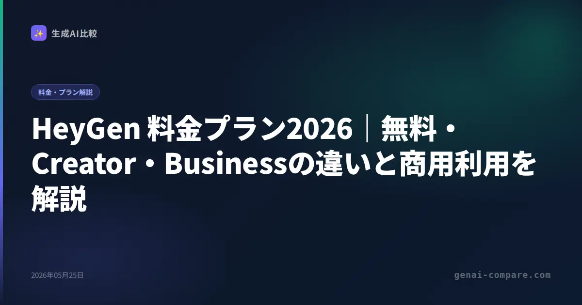 HeyGen 料金プラン2026｜無料3本から商用利用まで全プランを徹底解説