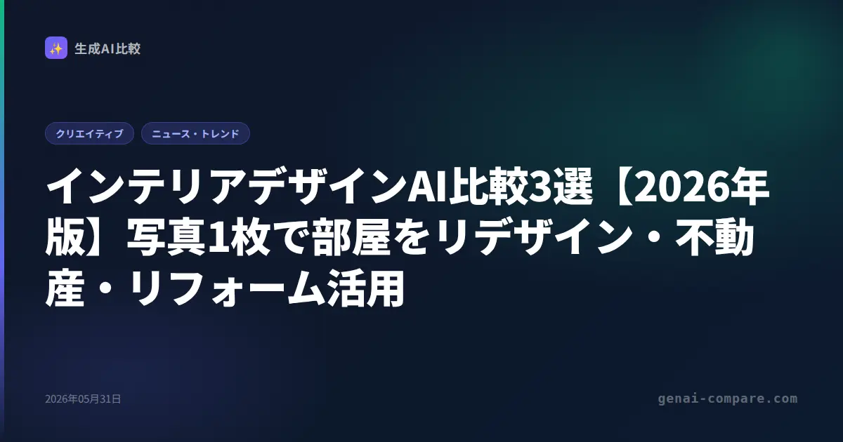 インテリアデザインAI比較3選【2026年版】写真1枚で部屋をリデザイン・不動産・リフォーム活用