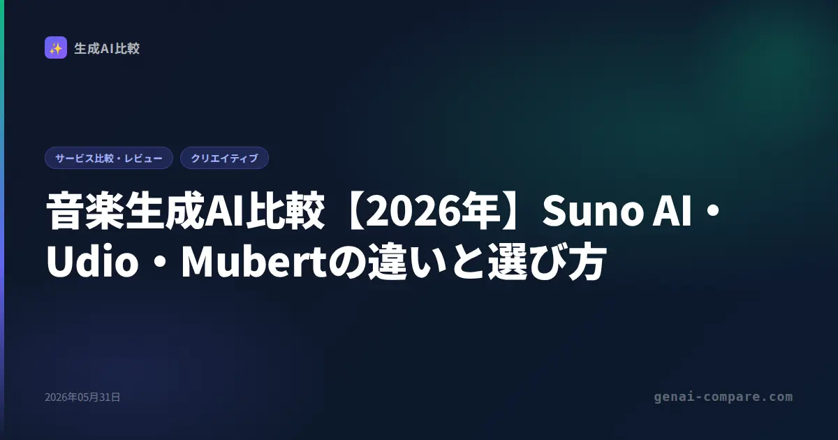 音楽生成AI比較【2026年】Suno AI・Udio・Mubertの違いと選び方