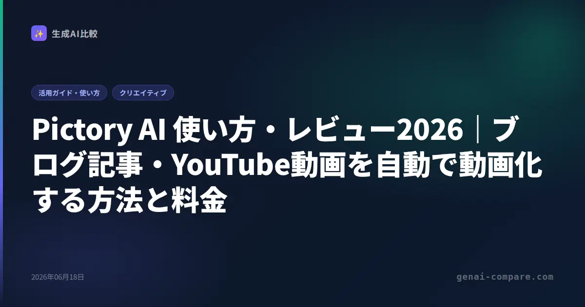 Pictory AI 使い方・レビュー2026｜ブログ記事・YouTube動画を自動で動画化する方法と料金
