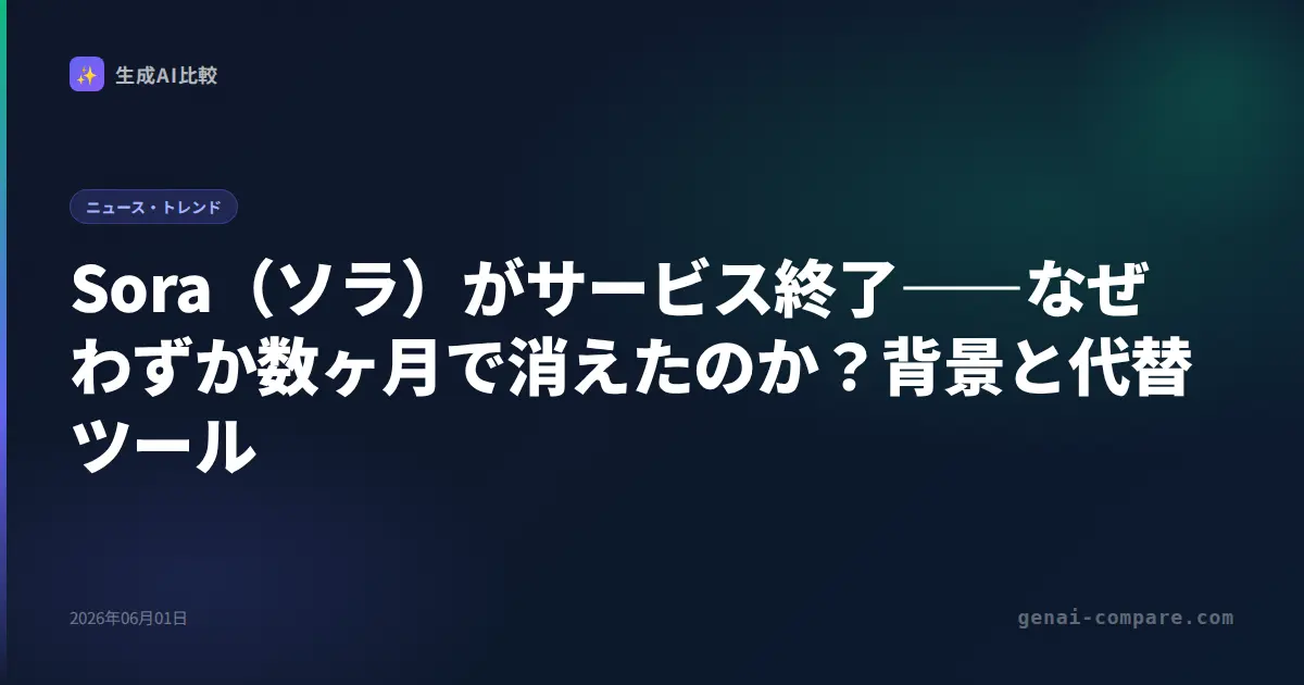 Sora（ソラ）がサービス終了――なぜわずか数ヶ月で消えたのか？背景と代替ツール