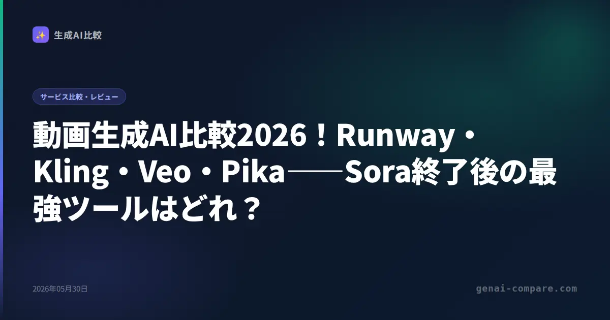 動画生成AI比較2026｜Runway・Kling・Pika・HeyGen・InVideo 用途別おすすめ7選